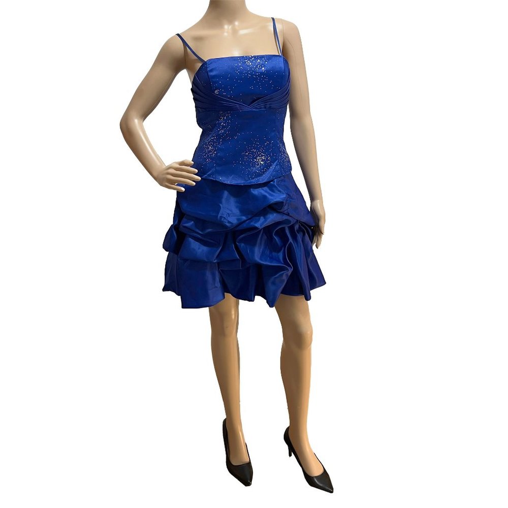 Hailey Logan by Adrianna Papell Royal Blue Strapless Bubble Party, Prom Dress